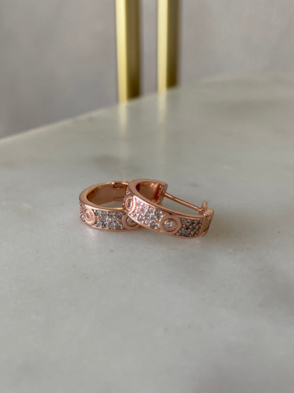 Zirconia rose gold earrings