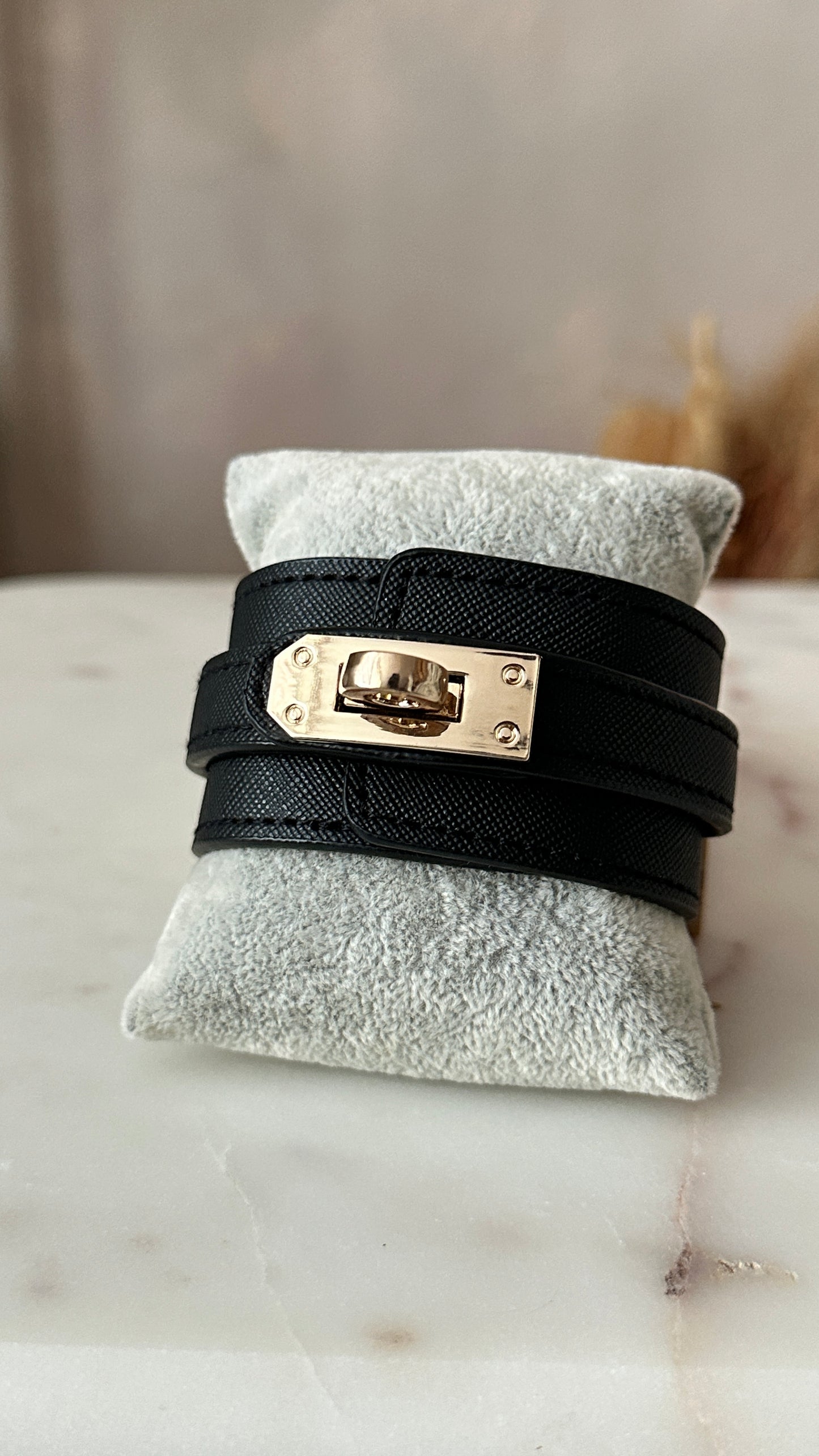 Black leather bracelet