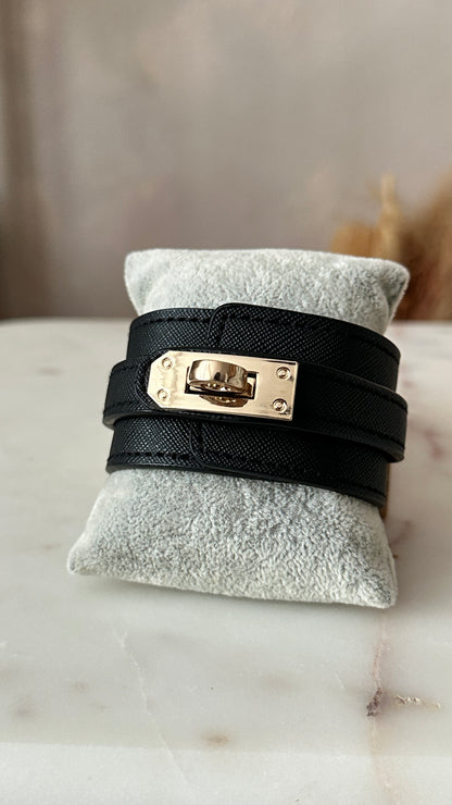 Black leather bracelet