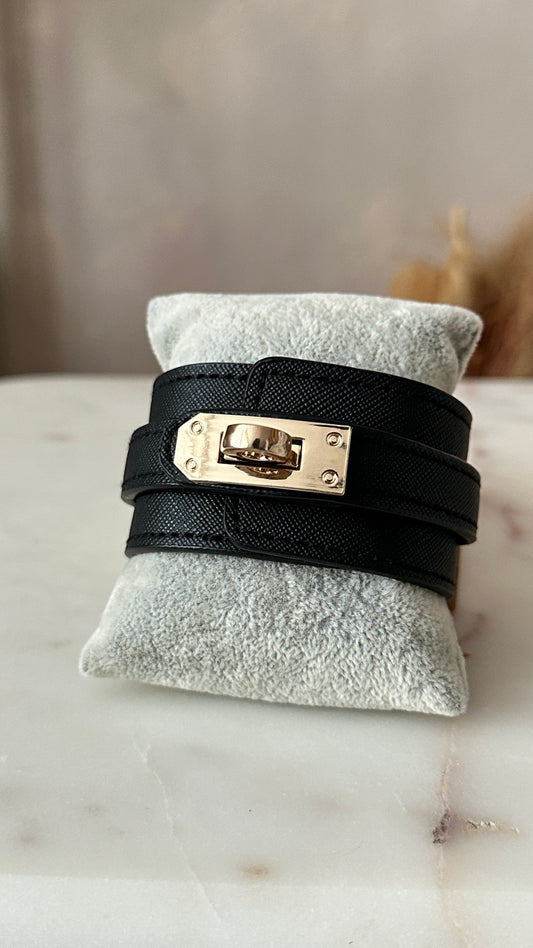 Black leather bracelet