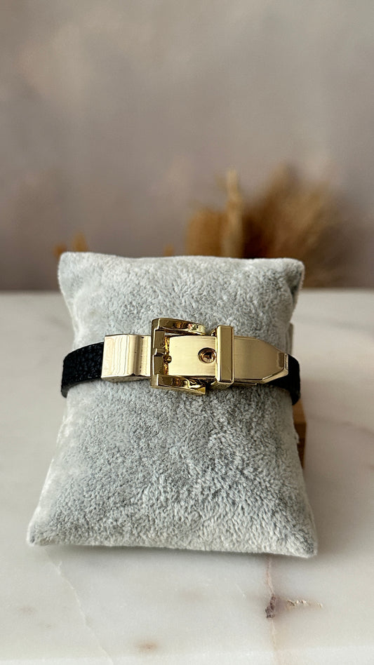 Black thin leather bracelet