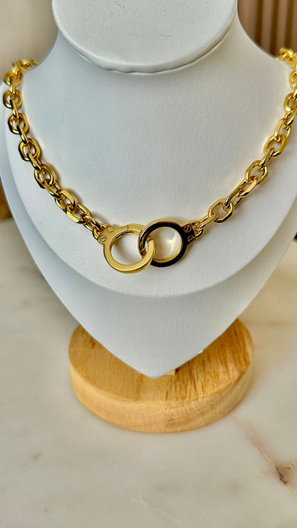 Gold handcuffs necklace