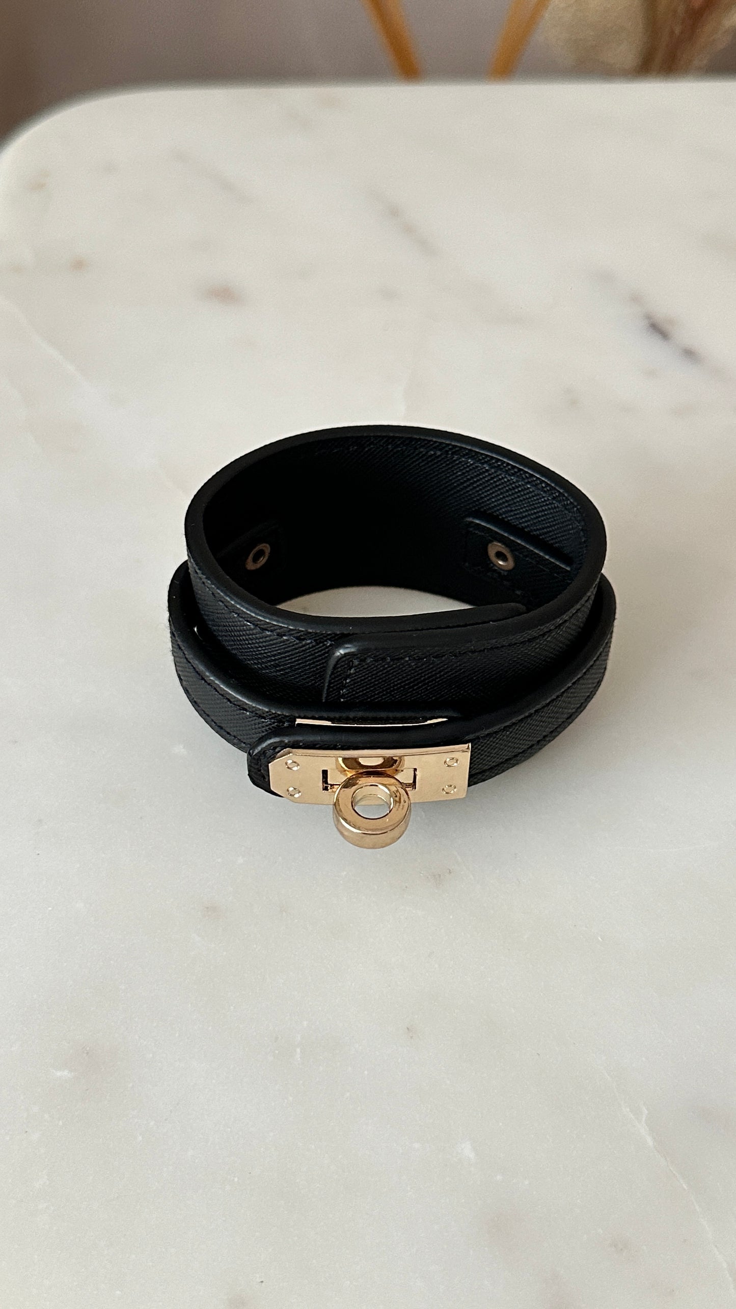 Black leather bracelet