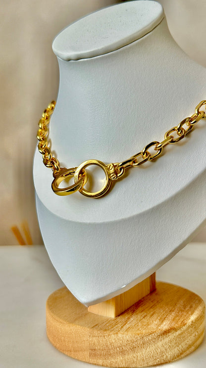 Gold handcuffs necklace