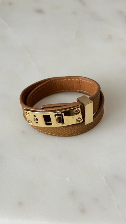 Brown thin leather bracelet