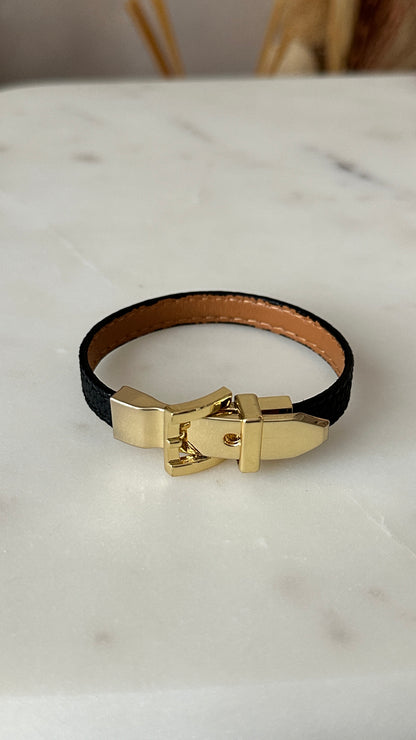 Black thin leather bracelet