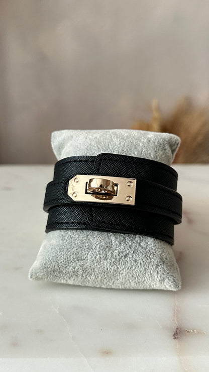 Black leather bracelet