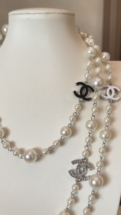 Pearly Black & White Silver #8